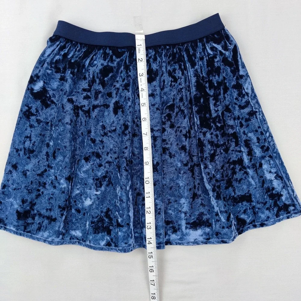 Gap Skirt Girls Large Blue Crushed Velvet Skater Elastic Waist Lined Plush